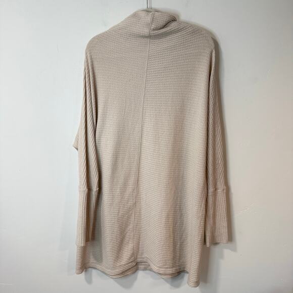 Free People Women's Kitty Tunic Top Shirt Waffle Cowlneck Oversized Cream Large - Picture 1 of 6